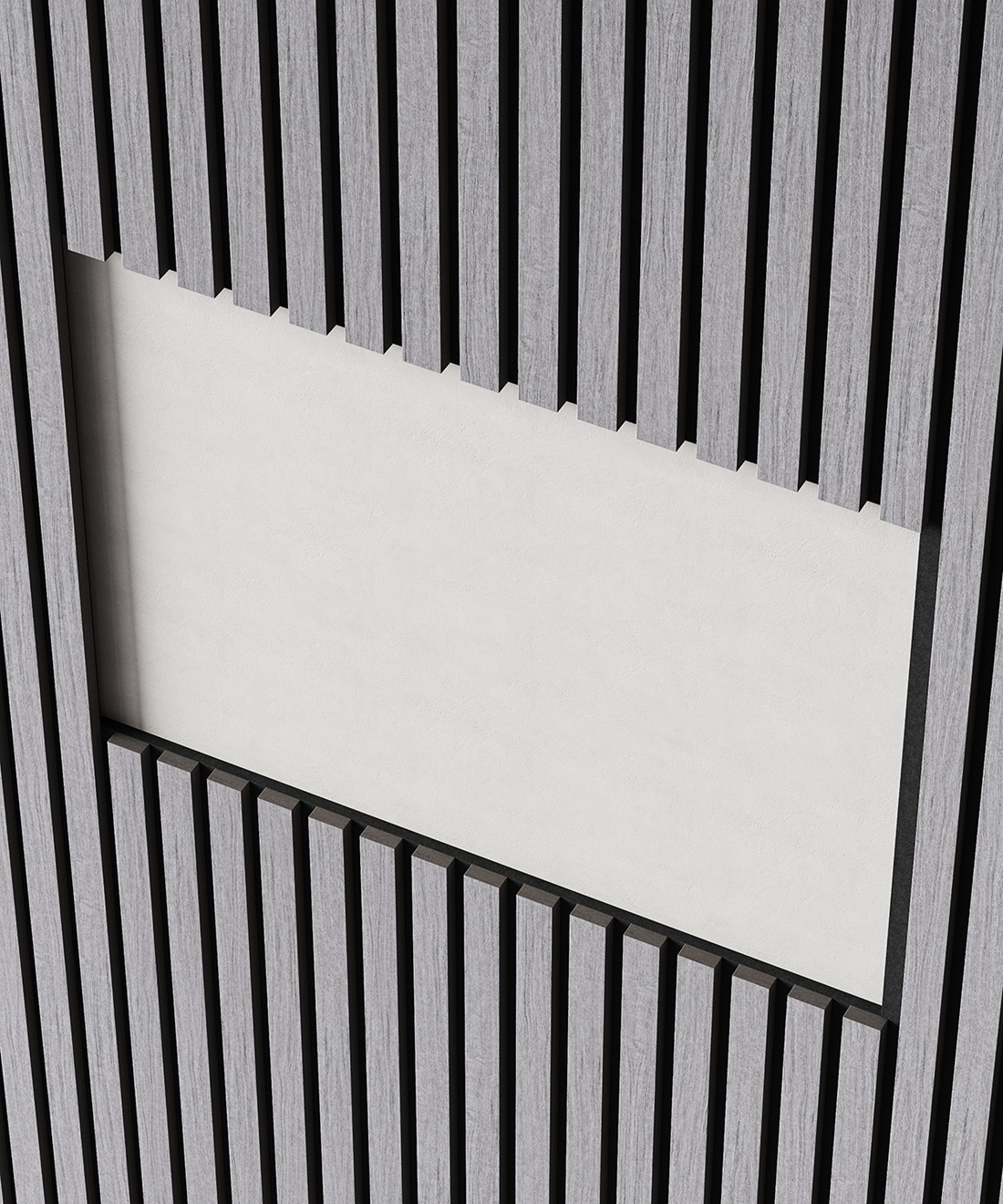 МДФ стеновая панель акустическая Cosca Decor Монако Дуб Ардженто Светло-серый черный войлок 1200×600×21 фото в интерьере